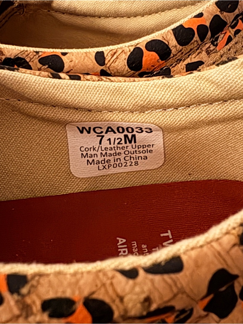 Twisted X Slip On Kicks Leopard Print Cork Honey, Black & Carrot - Picture 11 of 12
